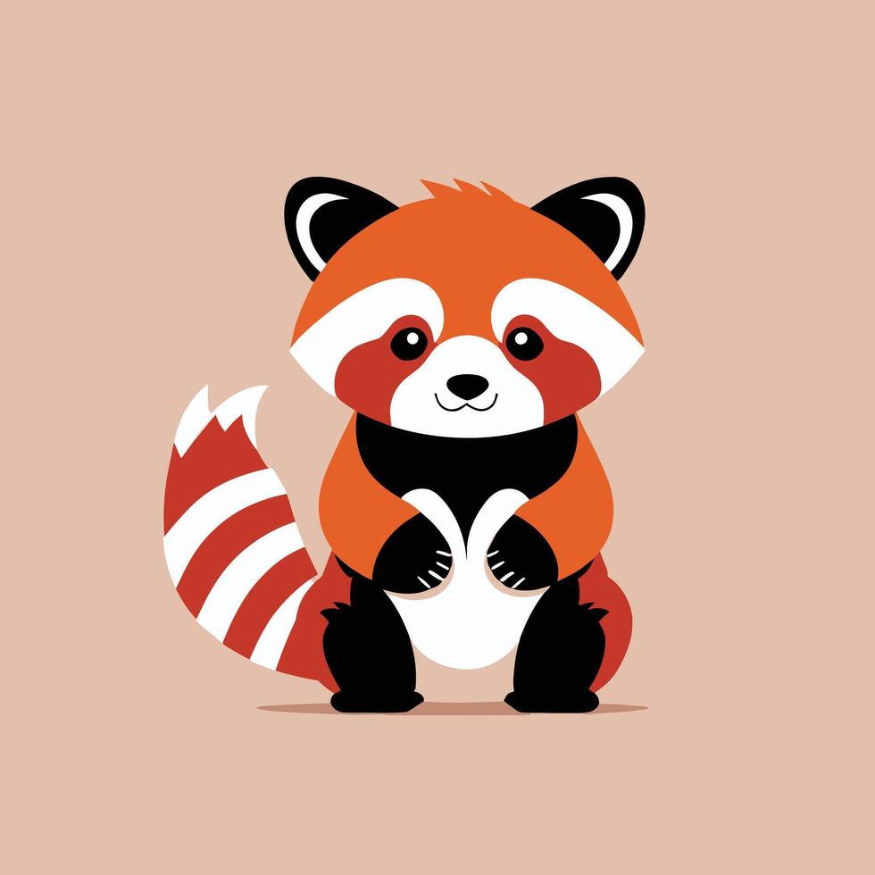 Red panda cartoon illustration clip art vector design