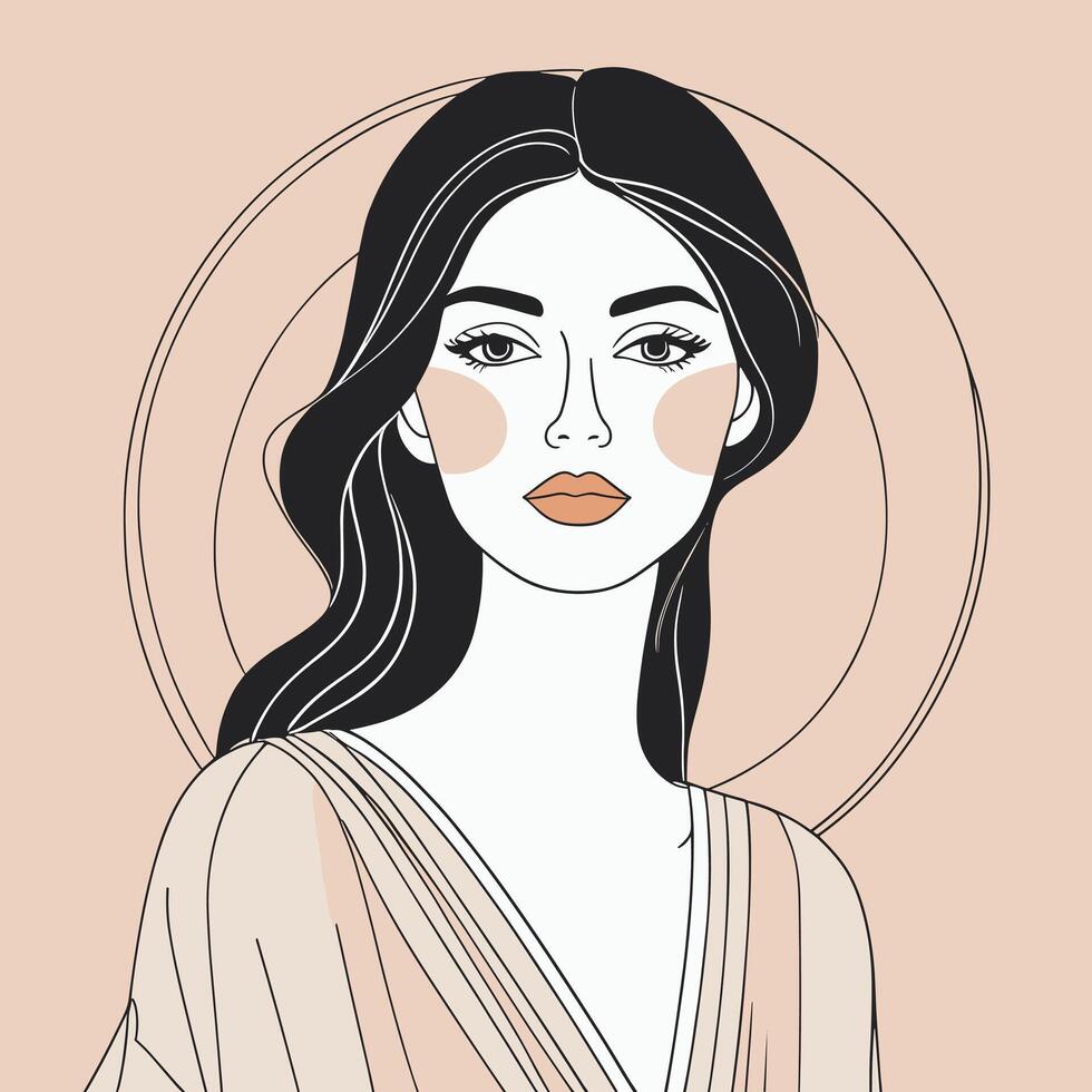 mujer línea Arte retrato ilustración vector diseño