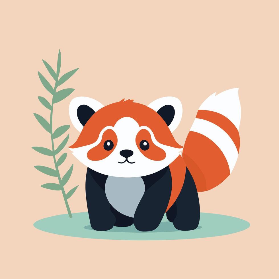 Red panda cartoon illustration clip art vector design