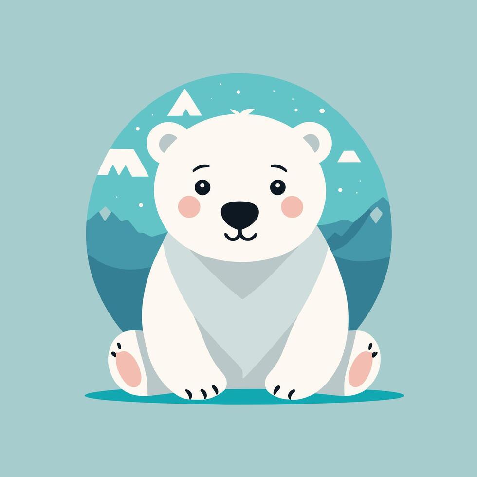 Polar bear cartoon illustration clip art vector design