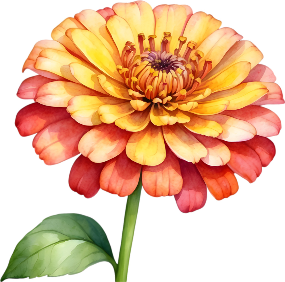 ai generiert Aquarell Gemälde von ein Zinnie Blume. png