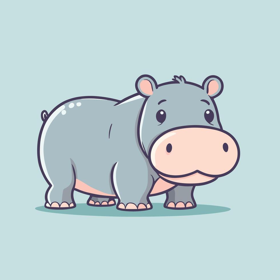 Hippo cartoon illustration clip art vector design