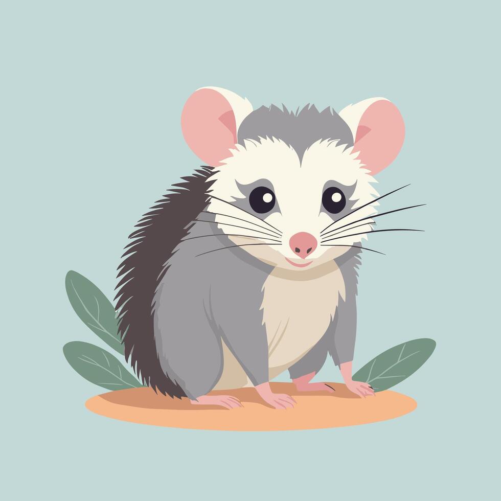 Opossum cartoon illustration clip art vector design