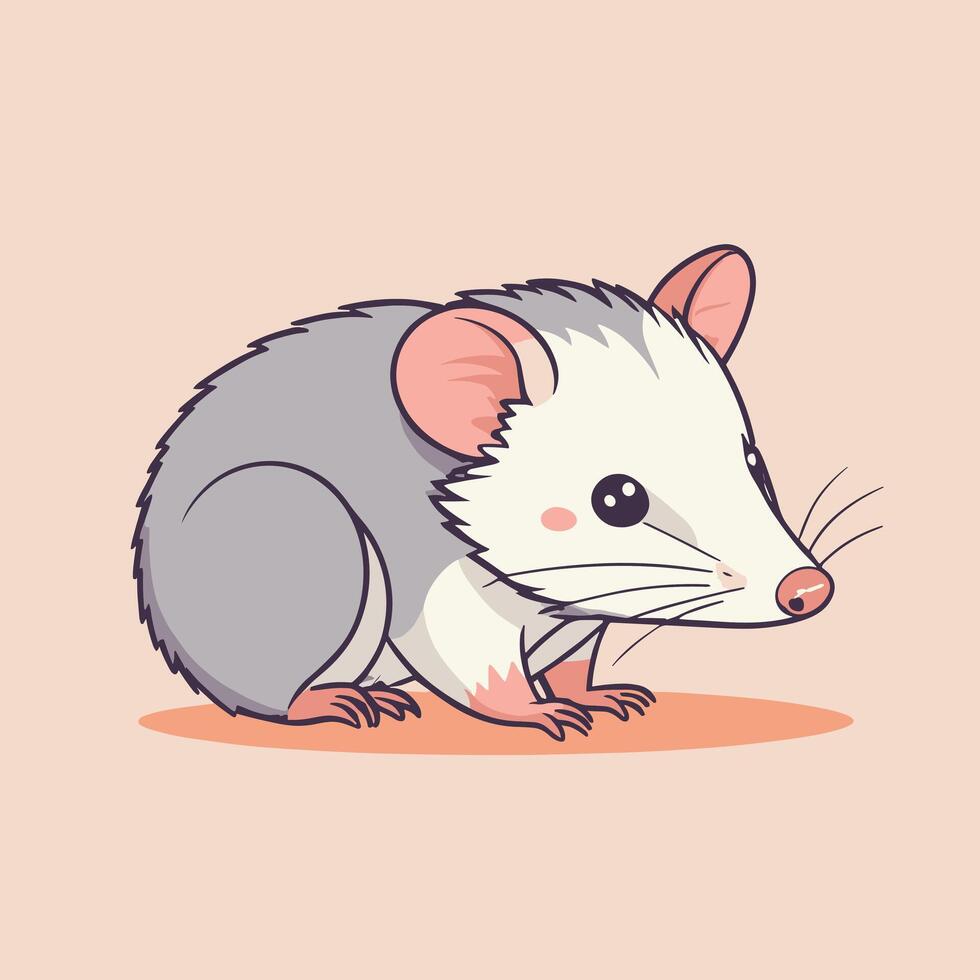 Opossum cartoon illustration clip art vector design