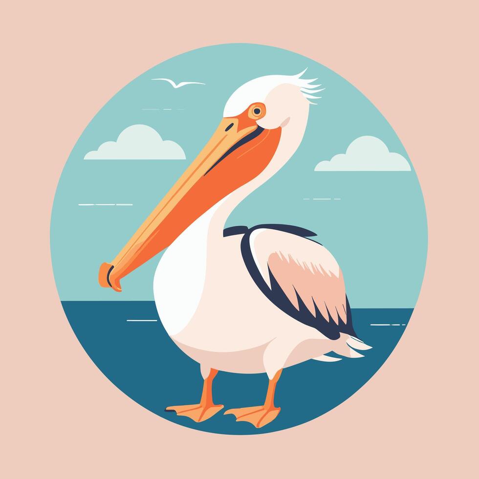 Cartoon pelican illustration vector design clip art drawing