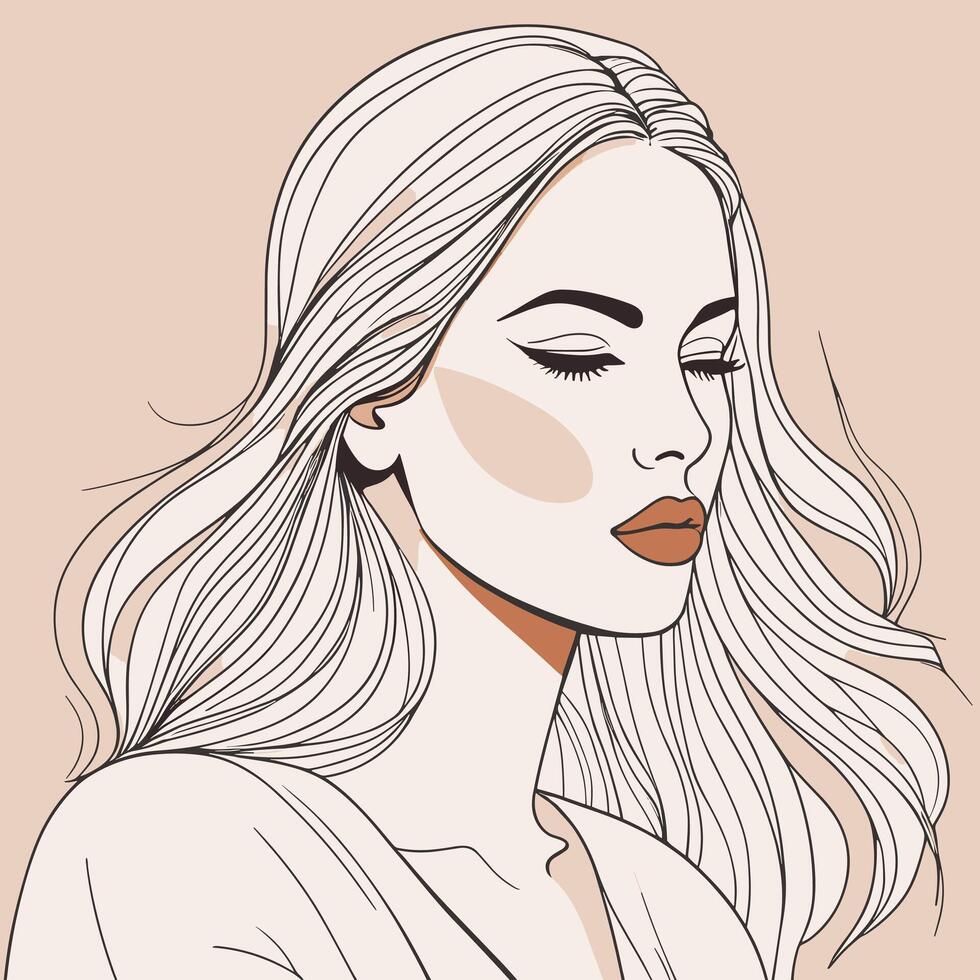 Woman line art portrait illustration vector design