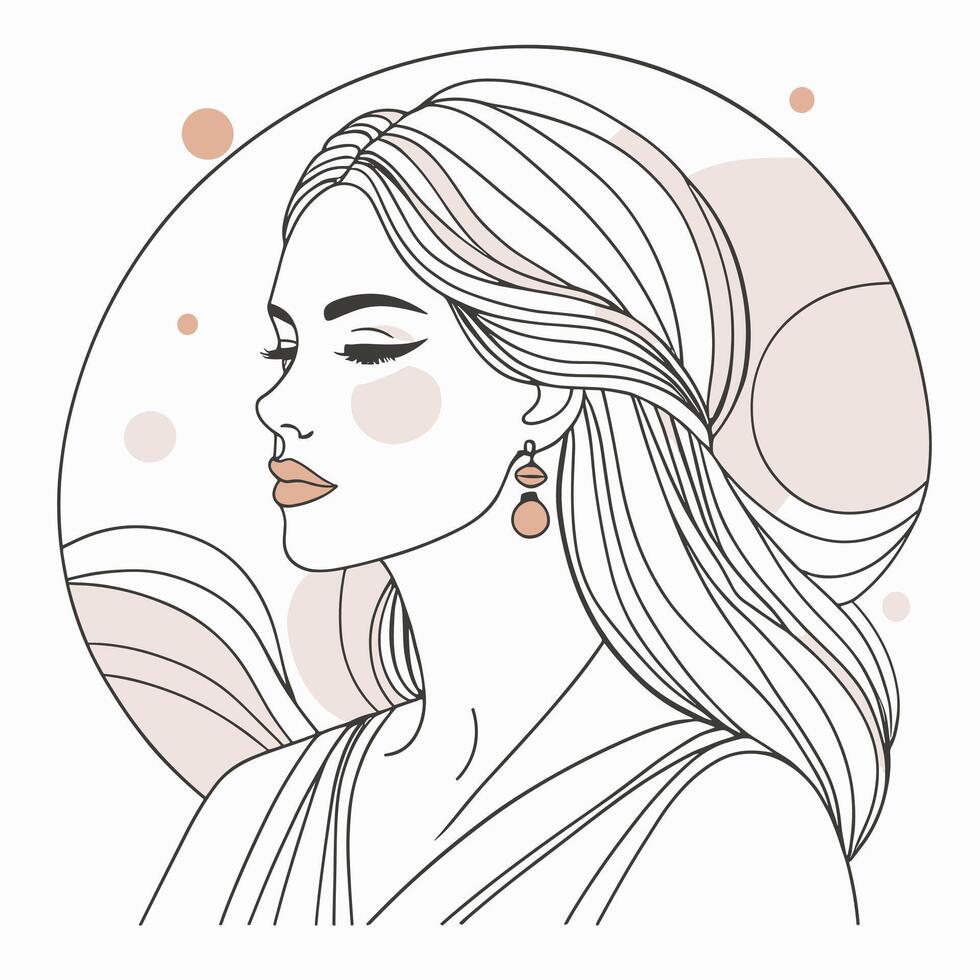 Woman line art portrait illustration vector design
