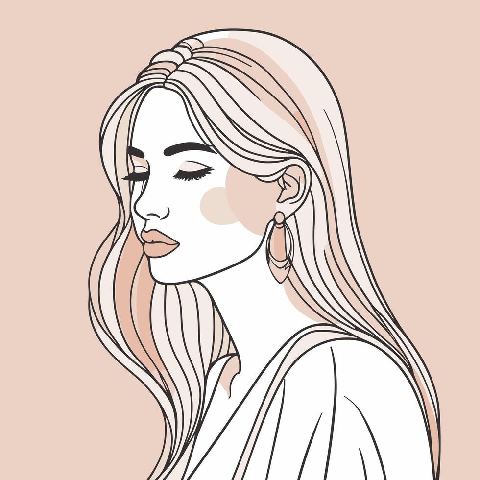 Woman line art portrait illustration vector design