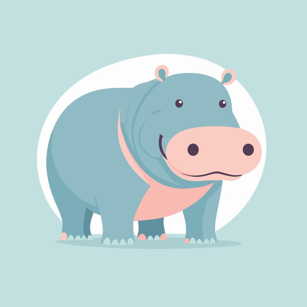 Hippo cartoon illustration clip art vector design