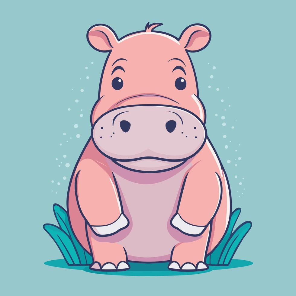 Hippo cartoon illustration clip art vector design