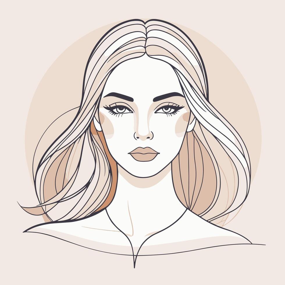 Woman line art portrait illustration vector design