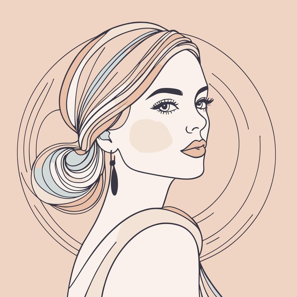 Woman line art portrait illustration vector design