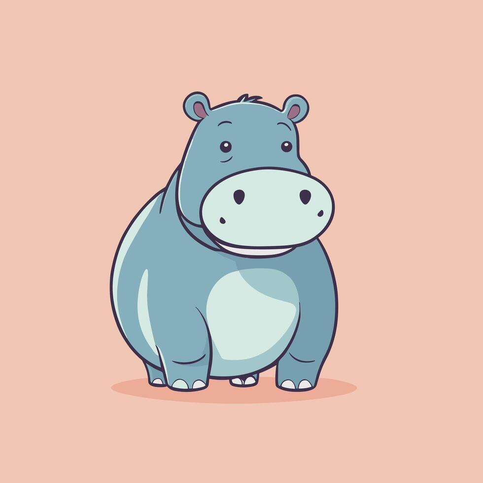 Hippo cartoon illustration clip art vector design