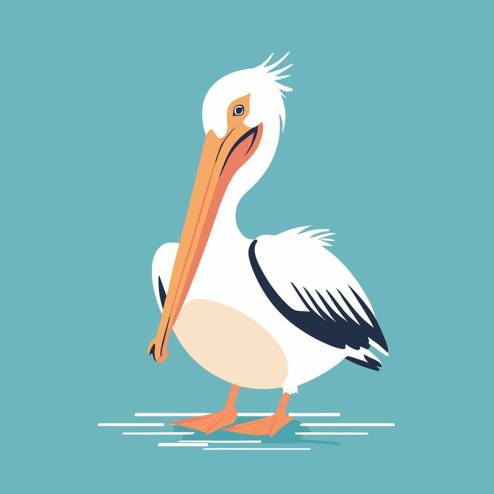 Cartoon pelican illustration vector design clip art drawing