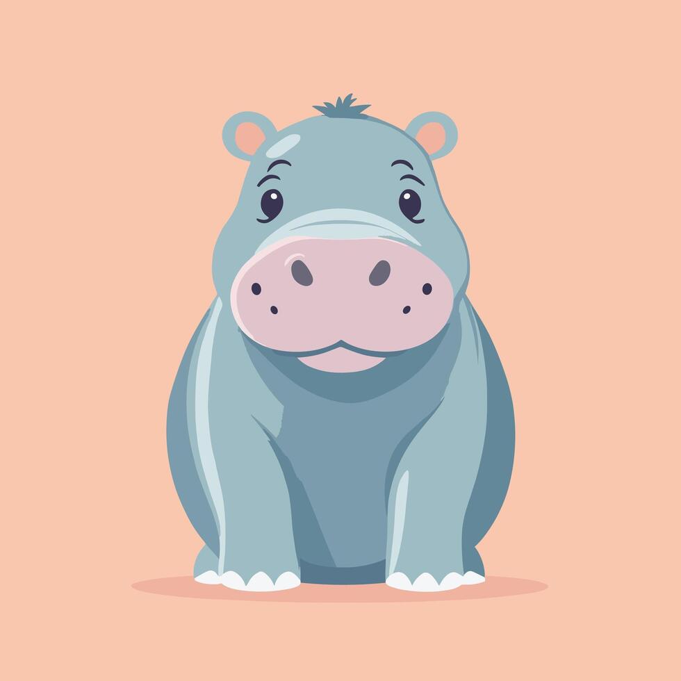 Hippo cartoon illustration clip art vector design