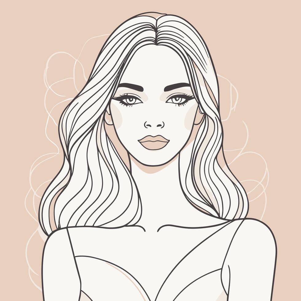 Woman line art portrait illustration vector design