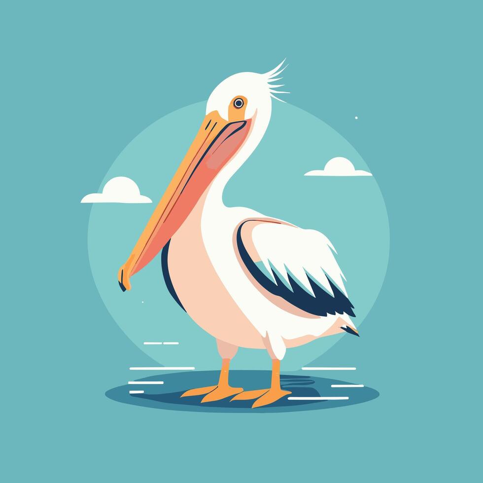 Cartoon pelican illustration vector design clip art drawing