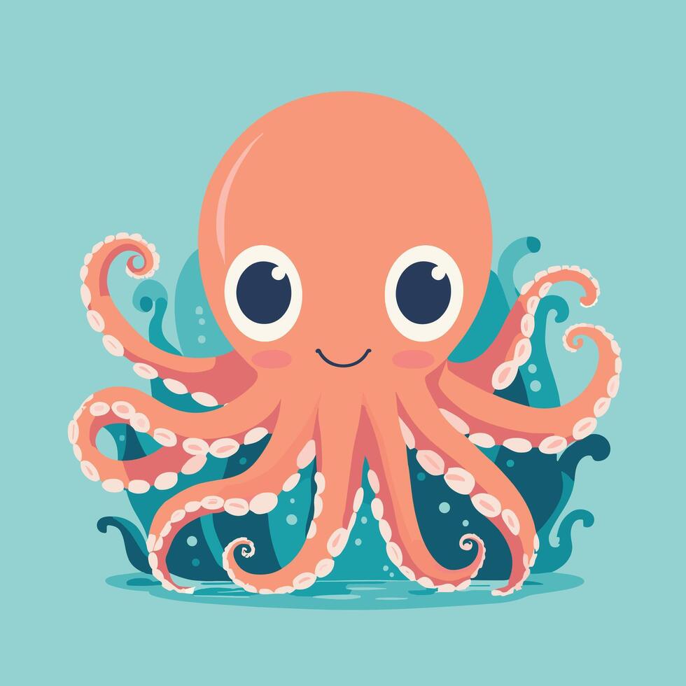 Octopus cartoon illustration clip art vector design