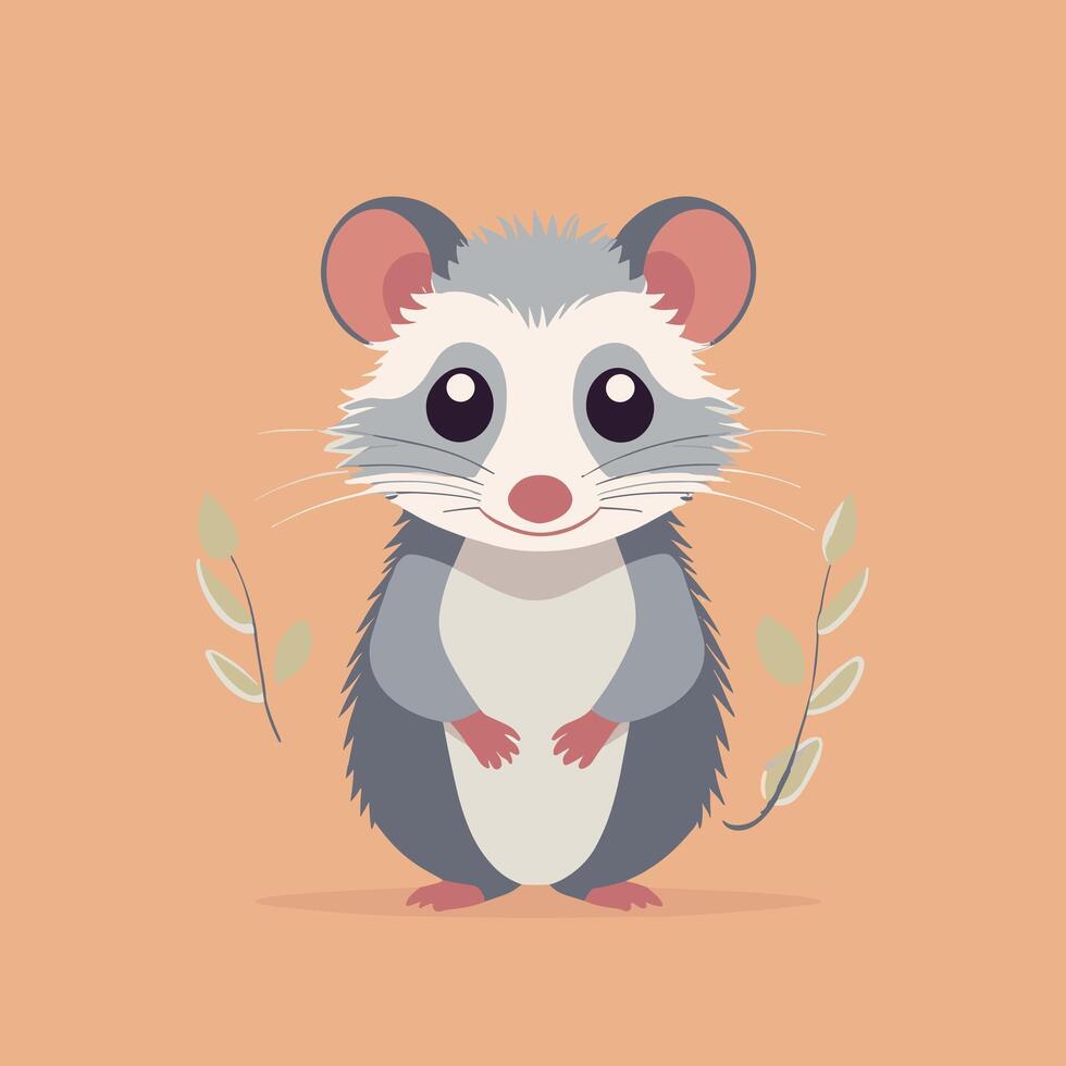 Opossum cartoon illustration clip art vector design