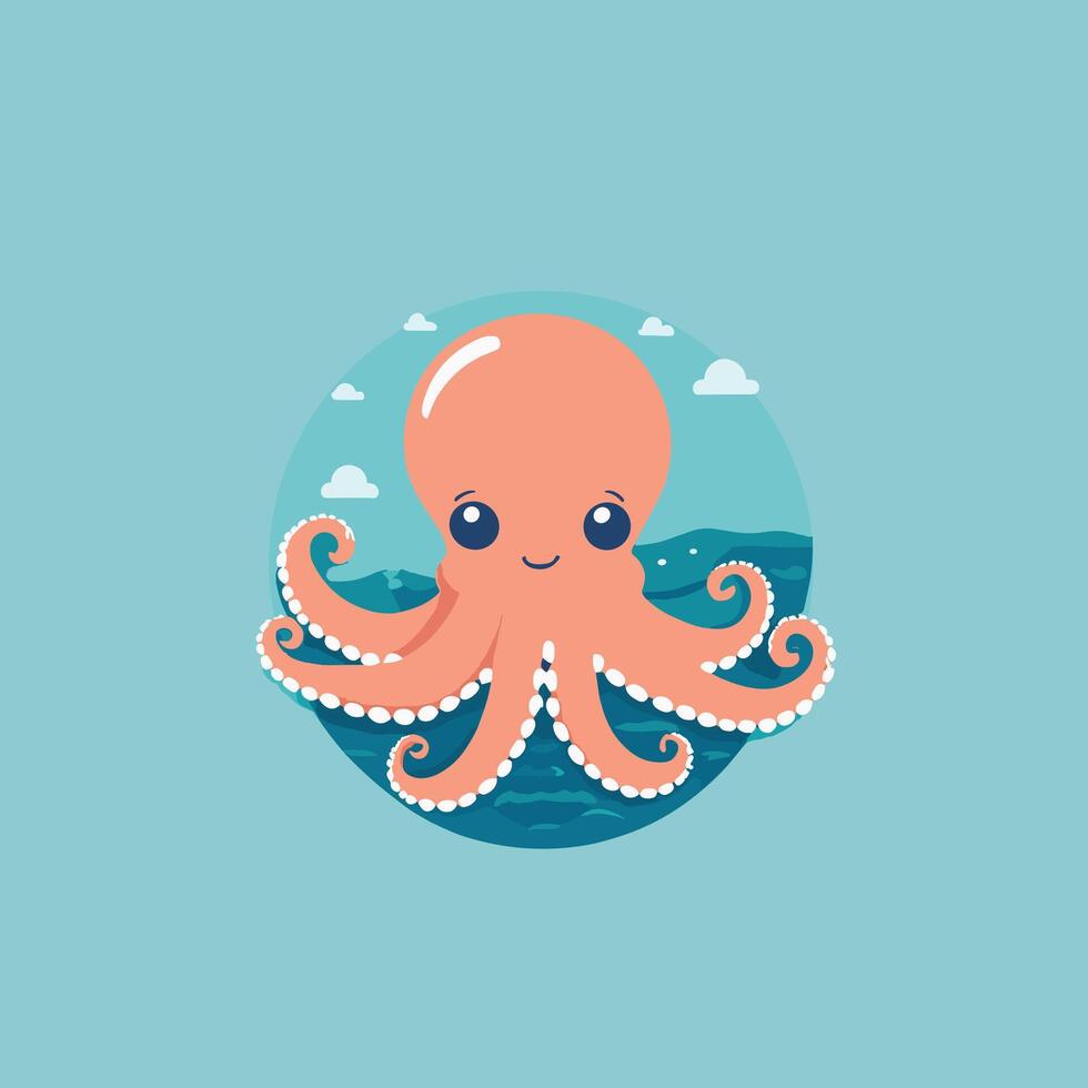 Octopus cartoon illustration clip art vector design