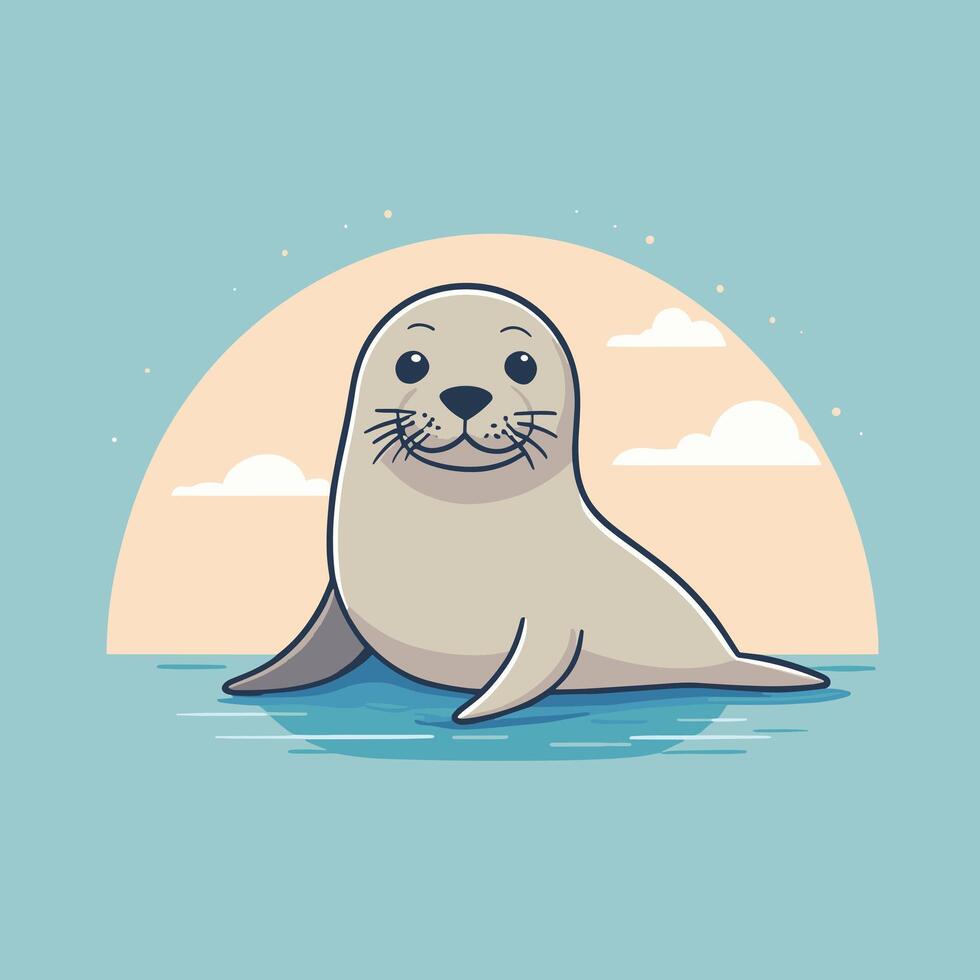 Cartoon seal cute vector illustration