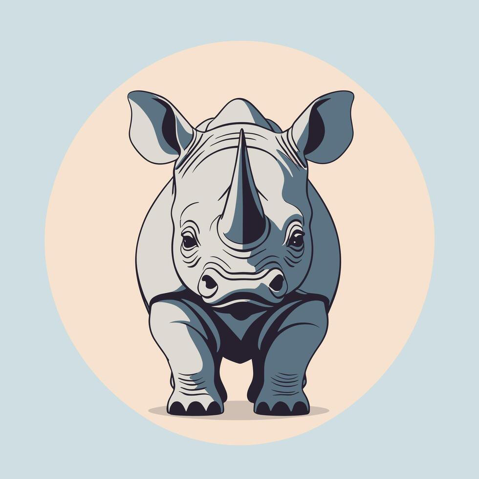 ai generado rinoceronte dibujos animados ilustración acortar Arte vector diseño
