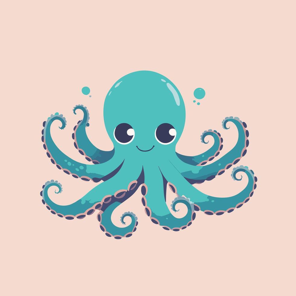 Octopus cartoon illustration clip art vector design