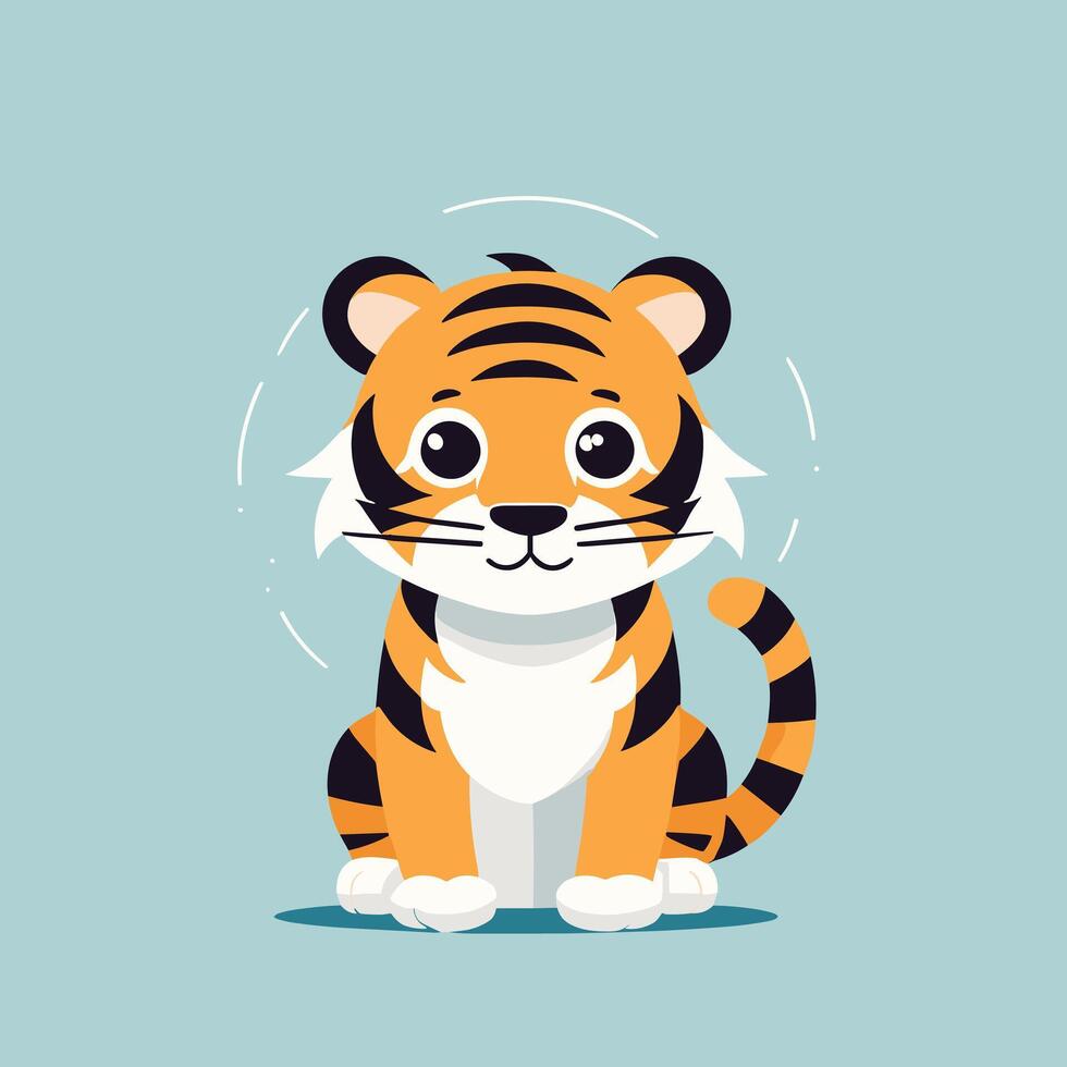 Tigre dibujos animados ilustración acortar Arte vector diseño