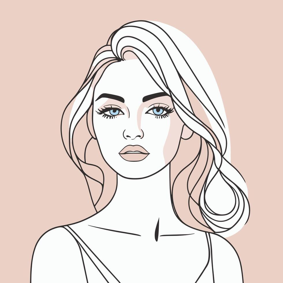 mujer línea Arte retrato ilustración vector diseño