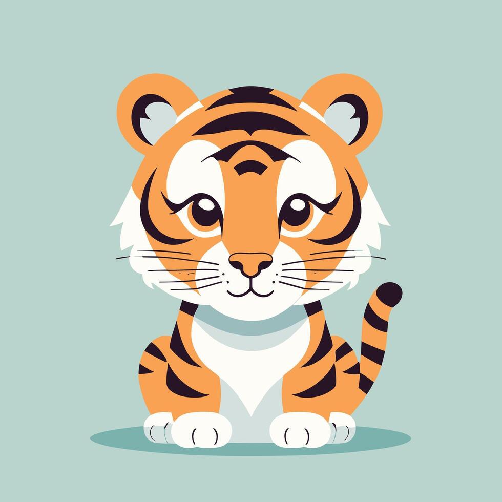 Tigre dibujos animados ilustración acortar Arte vector diseño