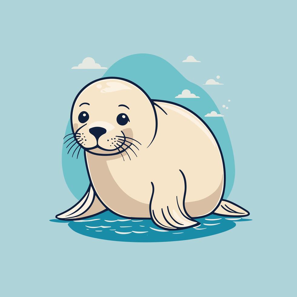 Cartoon seal cute vector illustration