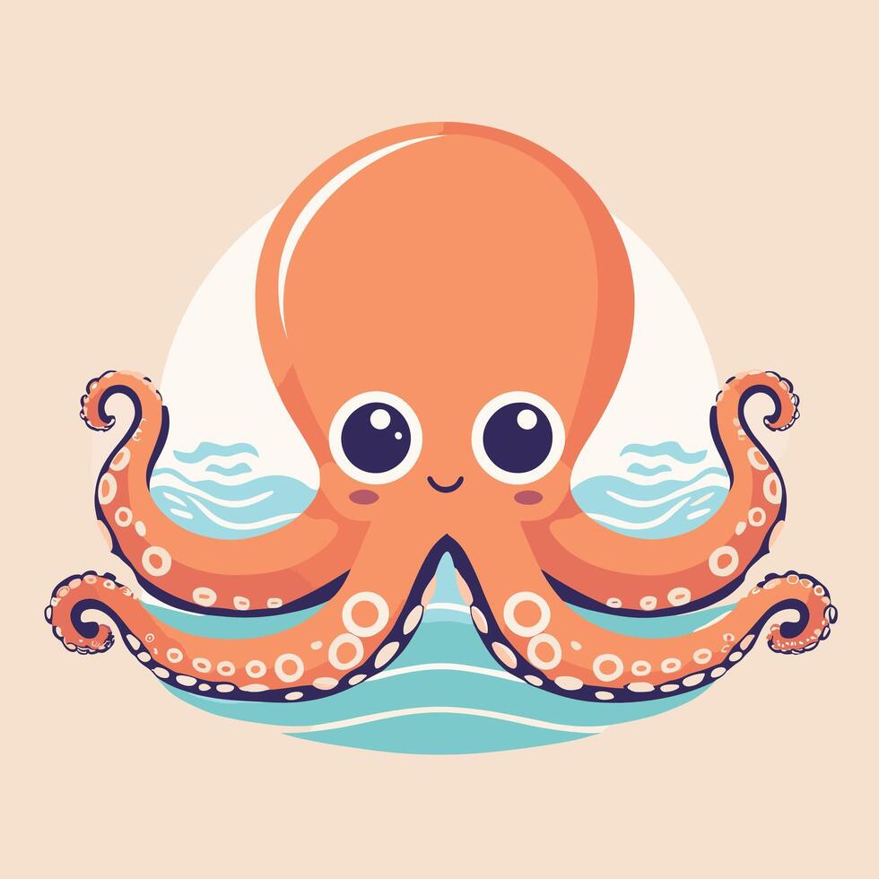 Octopus cartoon illustration clip art vector design