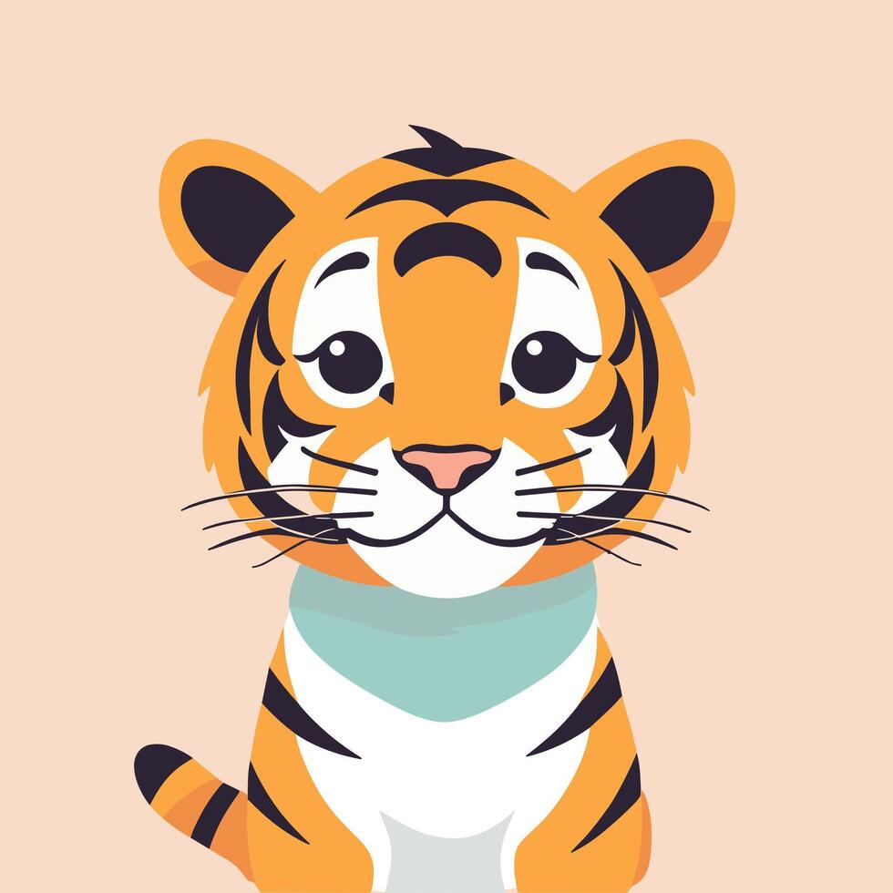 Tigre dibujos animados ilustración acortar Arte vector diseño