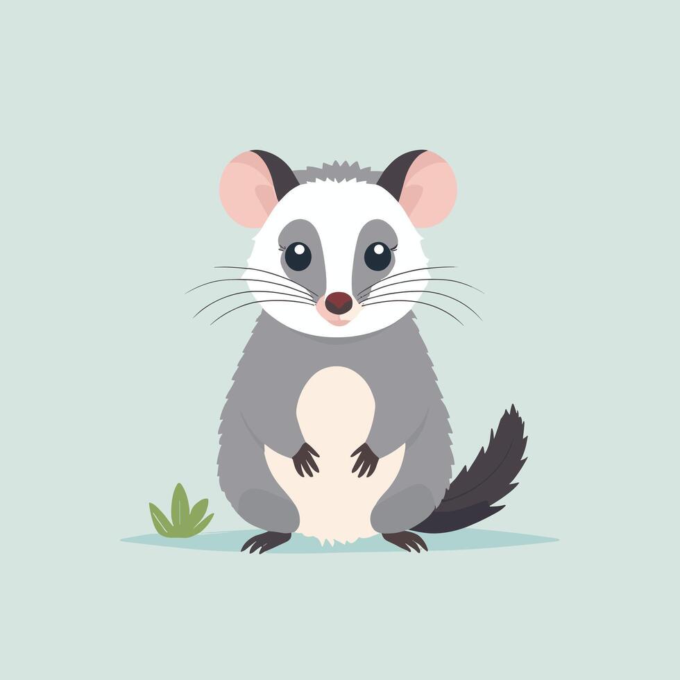 Opossum cartoon illustration clip art vector design
