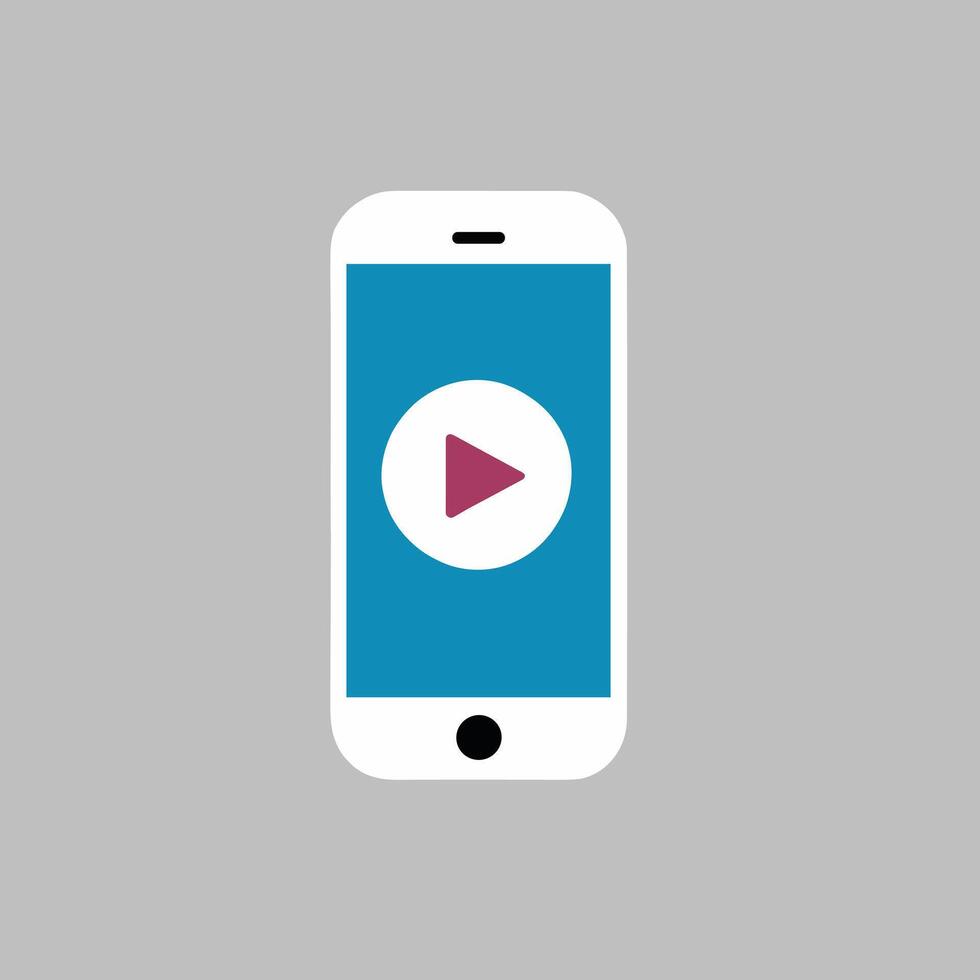 Smartphone icon with play button on screen vector illustration