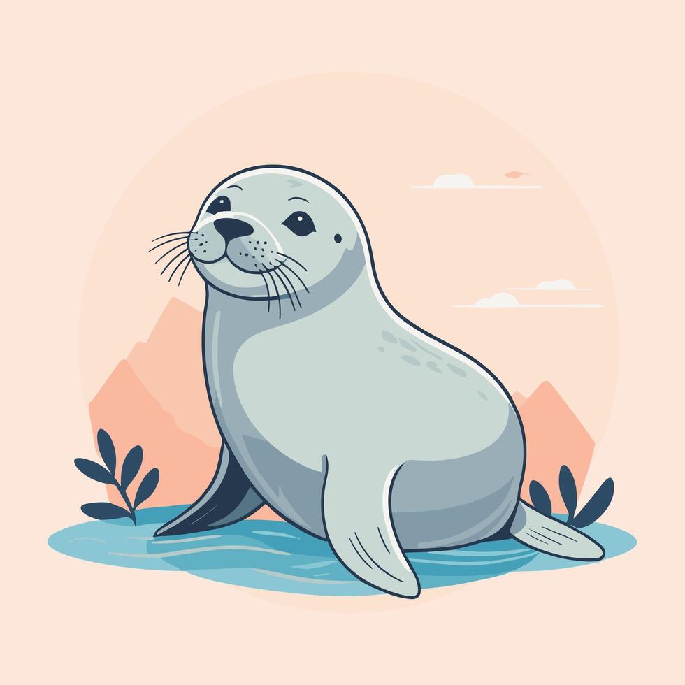 Cartoon seal cute vector illustration