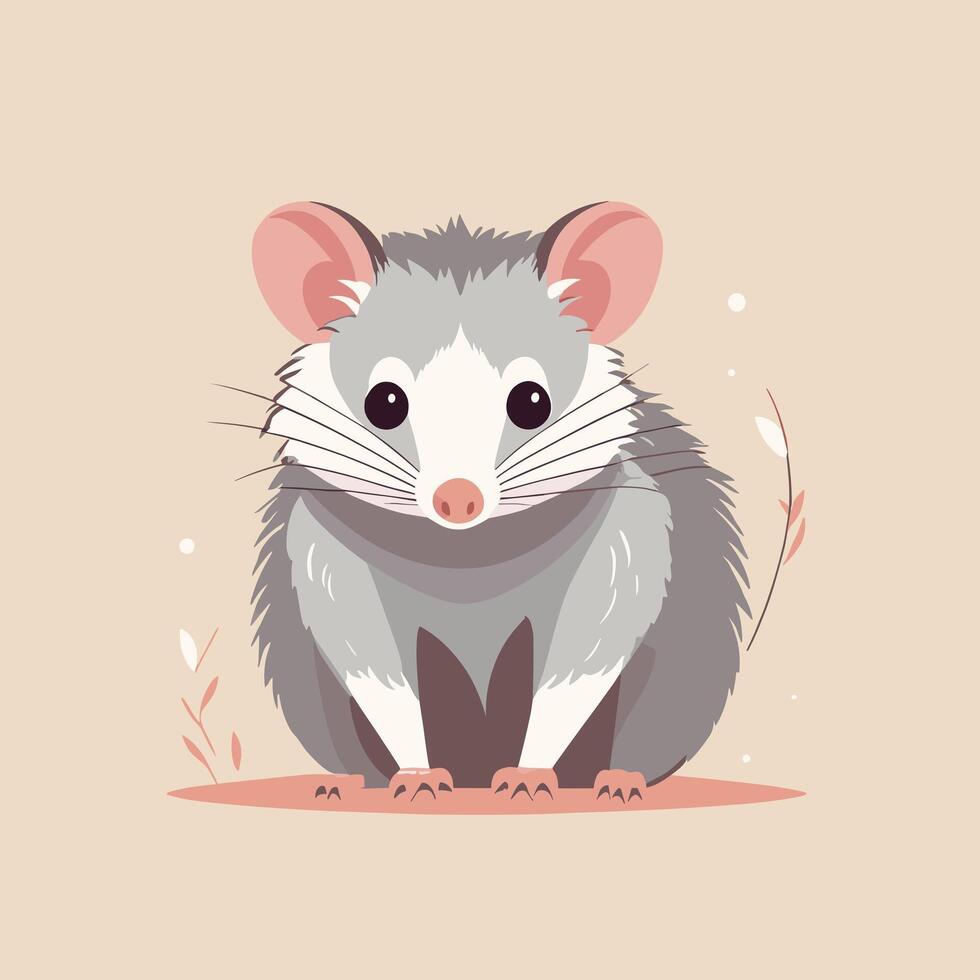 Opossum cartoon illustration clip art vector design