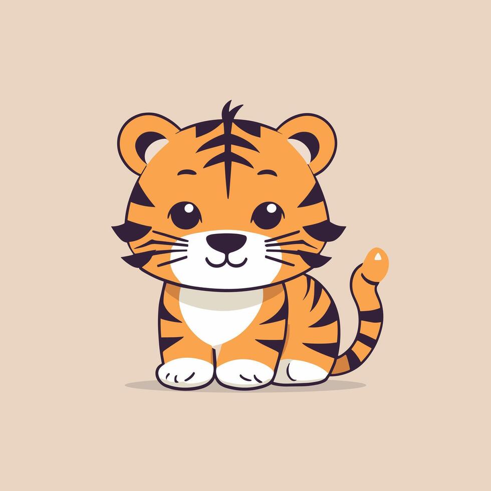 Tigre dibujos animados ilustración acortar Arte vector diseño