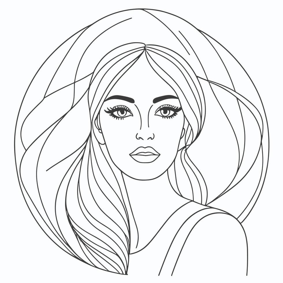 Woman line art portrait illustration vector design