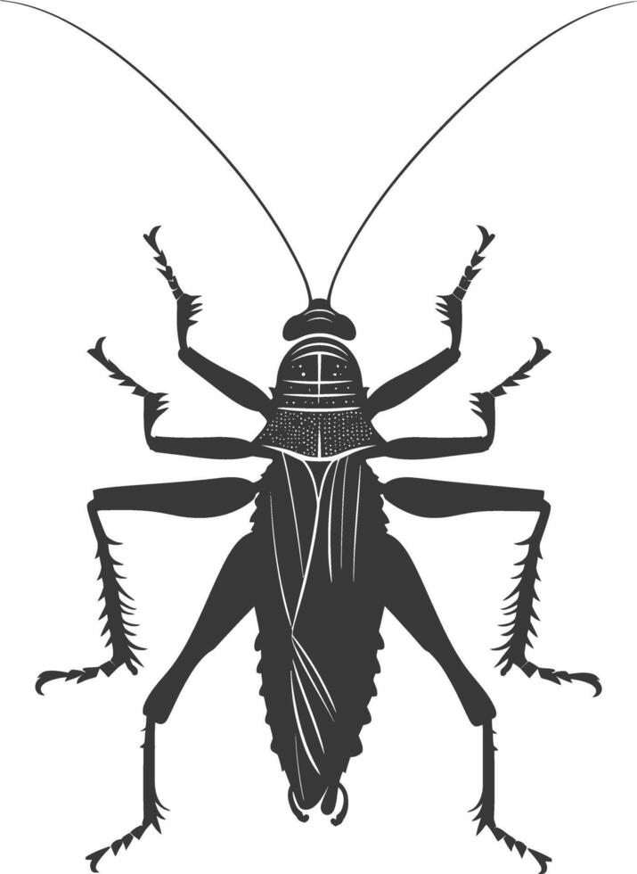 AI generated Silhouette Cricket Insect animal black color only vector