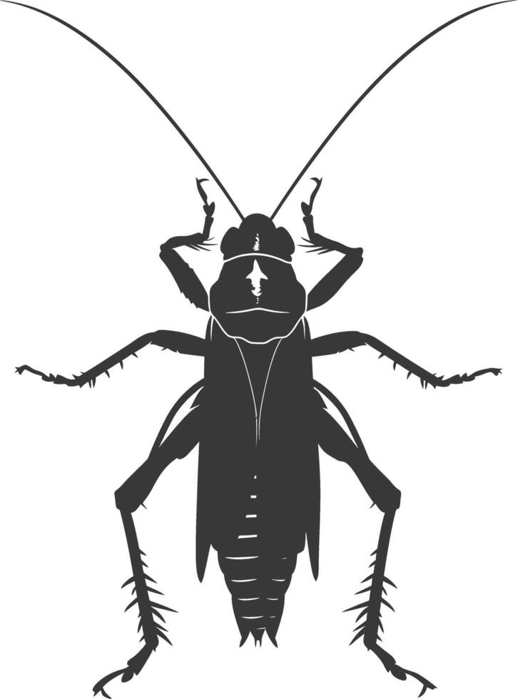 AI generated Silhouette Cricket Insect animal black color only vector