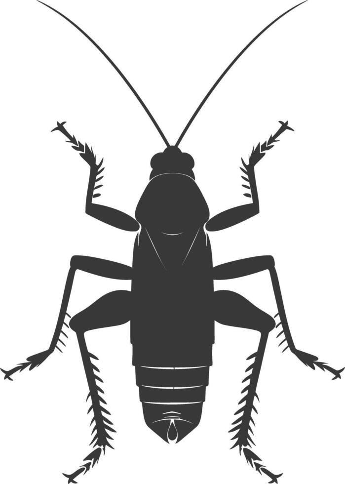 AI generated Silhouette Cricket Insect animal black color only vector
