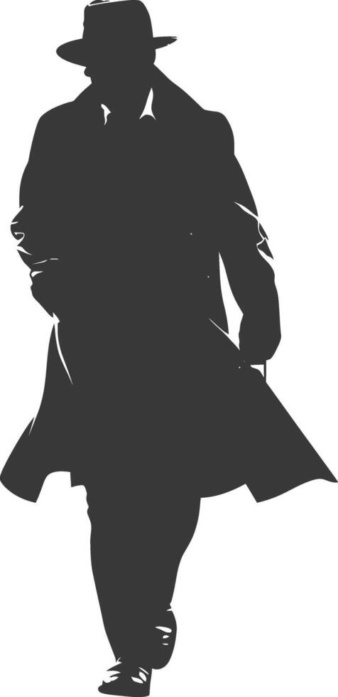 AI generated Silhouette detective in action full body black color only vector