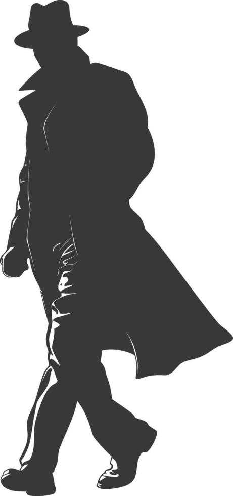 AI generated Silhouette detective in action full body black color only vector