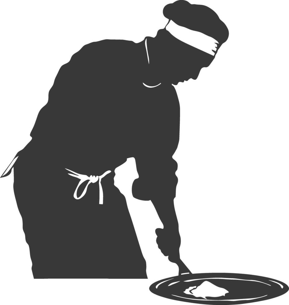 AI generated Silhouette baker in action full body black color only vector