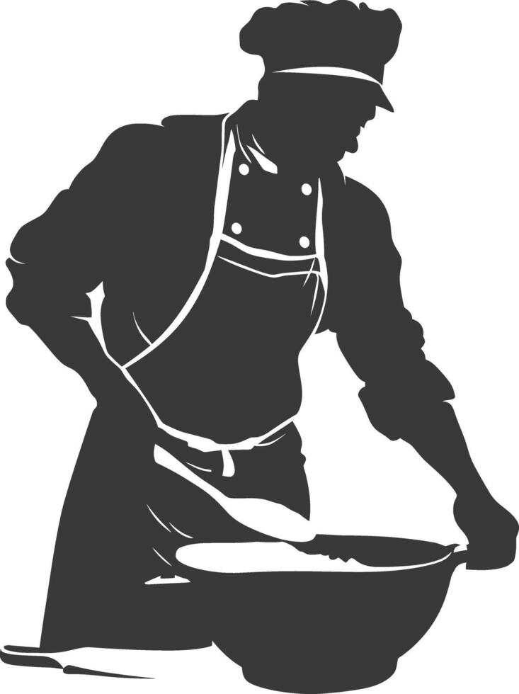 AI generated Silhouette baker in action full body black color only ...