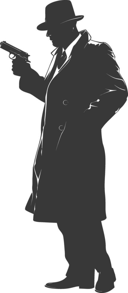 AI generated Silhouette detective in action full body black color only vector
