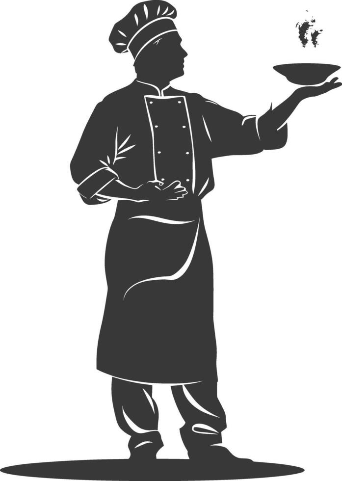 AI generated Silhouette baker in action full body black color only vector