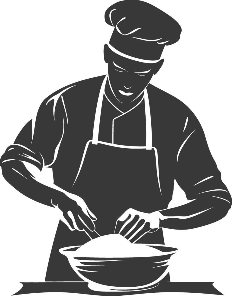 AI generated Silhouette baker in action full body black color only vector