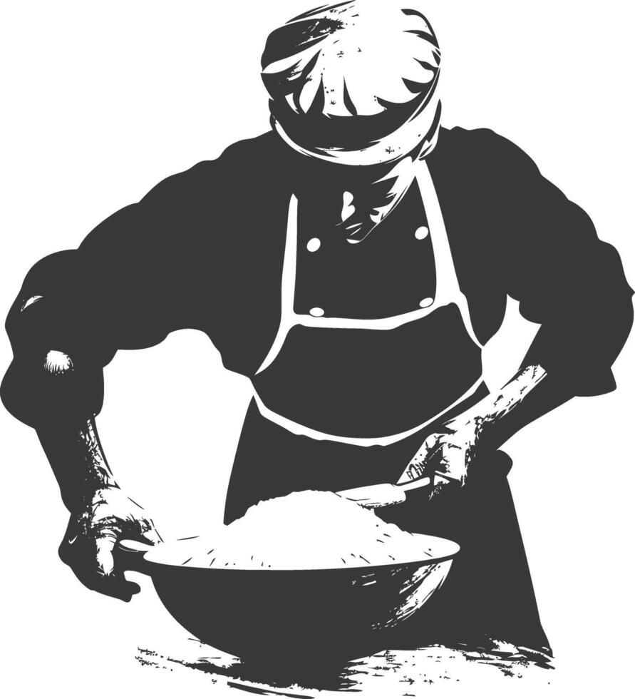 AI generated Silhouette baker in action full body black color only vector